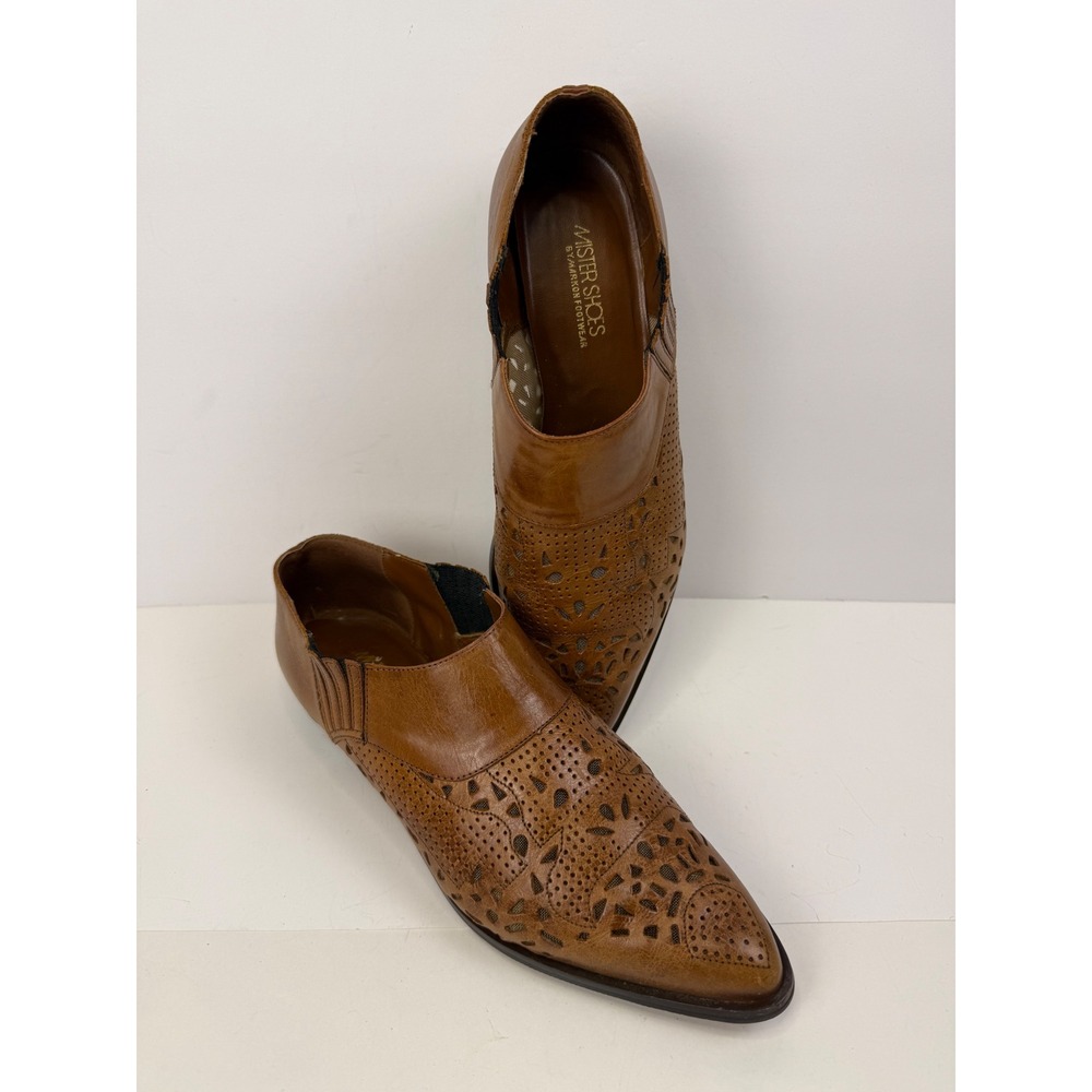 VTG Mister Shoes by Markon Brown Leather Perforated Pointed Toe Women's  8.5